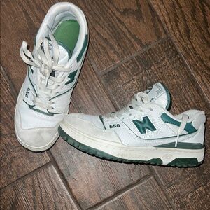 New Balance 550 White and Dark Green Sneakers